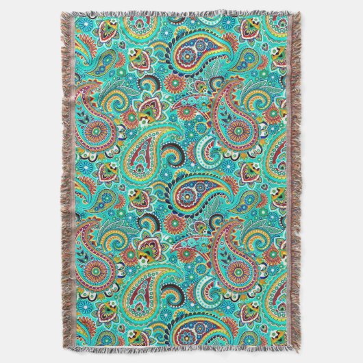 Colorful Retro Paisley Deken (Voorkant Verticaal)