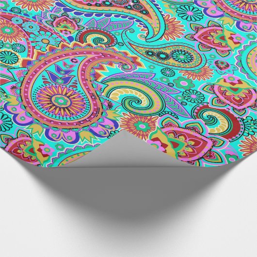 Colorful Retro Paisley Pattern Cadeaupapier (Hoek)