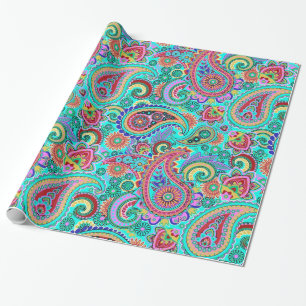 Colorful Retro Paisley Pattern Cadeaupapier