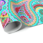 Colorful Retro Paisley Pattern Cadeaupapier (Rol Hoek)