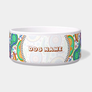 Colorful Retro Paisley Pattern Gepersonaliseerd Voerbakje