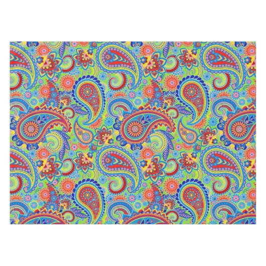 Colorful Retro Paisley Pattern Tafelkleed (Voorkant (Horizontaal))