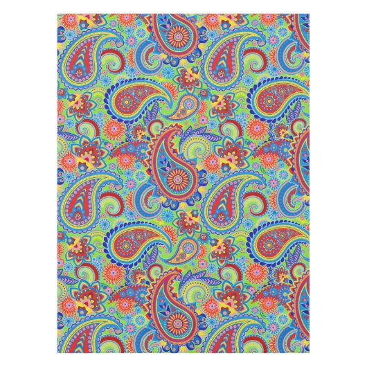 Colorful Retro Paisley Pattern Tafelkleed (Voorkant)
