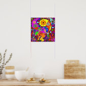 Colorful Retro Paisley Pop Art Dog Poster (Keuken)