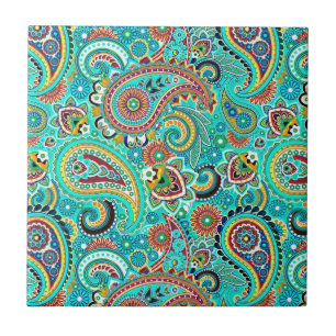 Colorful Retro Paisley Tegeltje