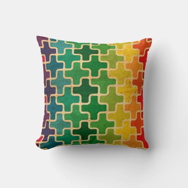 Colorful Retro Pattern Pillow Kussen (Voorkant)