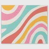 Colorful Retro Patterned Cadeaupapier (Vlak)