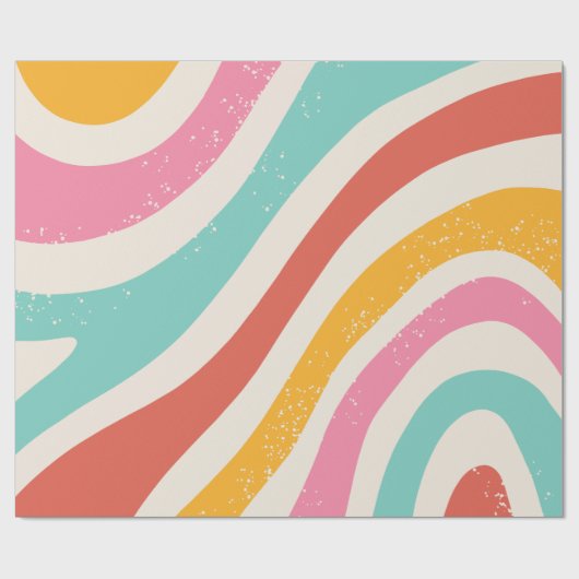 Colorful Retro Patterned Cadeaupapier (Vlak)