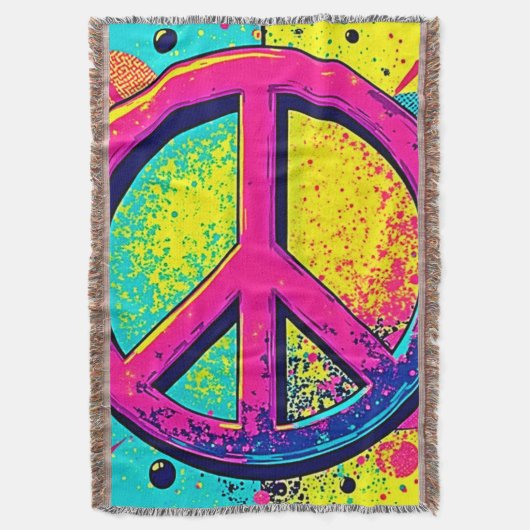 Colorful Retro Peace Sign Deken (Voorkant Verticaal)