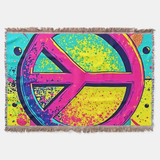 Colorful Retro Peace Sign Deken (Voorkant)