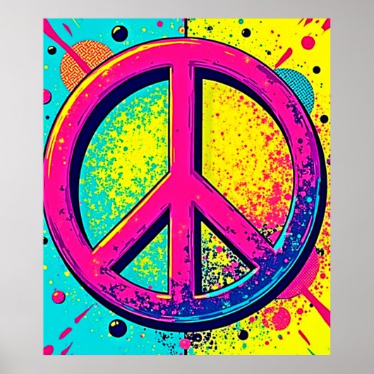 Colorful Retro Peace Sign Poster (Voorkant)