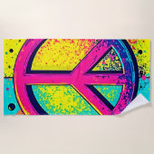 Colorful Retro Peace Sign Strandlaken (Voorkant)