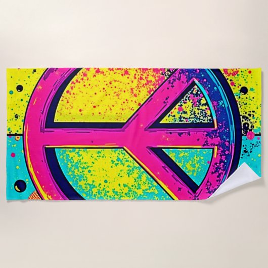 Colorful Retro Peace Sign Strandlaken (Voorkant)
