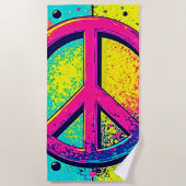 Colorful Retro Peace Sign Strandlaken (Voorkant)