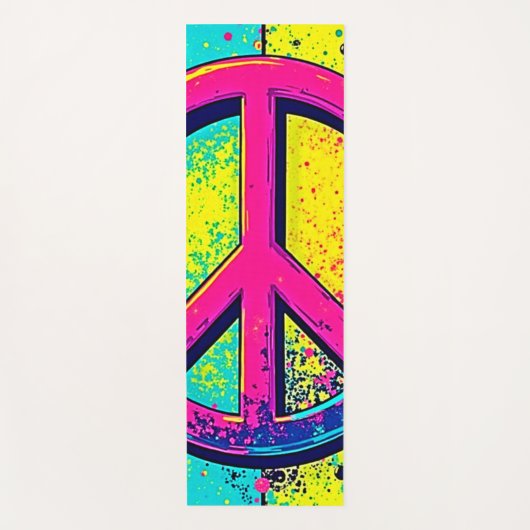 Colorful Retro Peace Sign Yogamat (Voorkant)