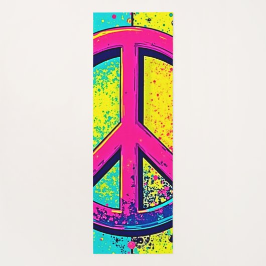 Colorful Retro Peace Sign Yogamat (Achterkant)
