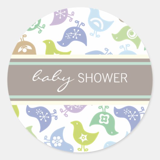 Colorful Retro Pop Chicken Boy Baby shower Sticker (Voorkant)