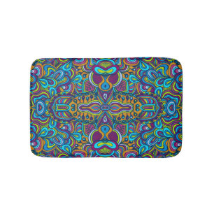 Colorful Retro Psychedelic Abstracte Swirls Badmat