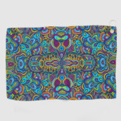 Colorful Retro Psychedelic Abstracte Swirls Golfhanddoek (Horizontaal)