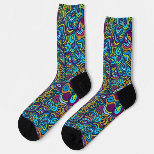 Colorful Retro Psychedelic Abstracte Swirls Sokken (Links)