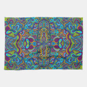 Colorful Retro Psychedelic Abstracte Swirls Theedoek (Horizontaal)