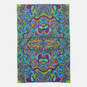 Colorful Retro Psychedelic Abstracte Swirls Theedoek (Verticaal)