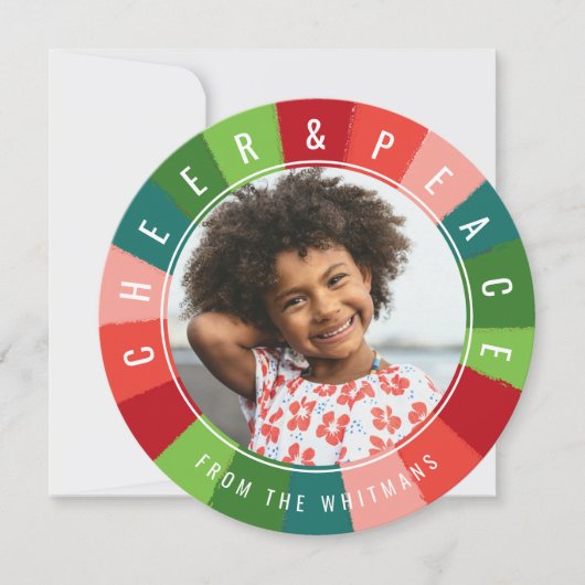 Colorful Retro Rainbow Cirbow Foto Kerstmis Feestdagenkaart (Voorkant)