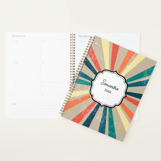 Colorful Retro Rainbow Sunburst Appointbook Planner (Display)