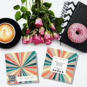 Colorful Retro Rainbow Sunburst QR Code Vierkante Visitekaartje