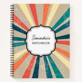 Colorful Retro Rainbow Sunburst Sketchbook Notitieboek