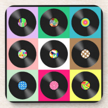 Colorful Retro Record Album Onderzetter Set
