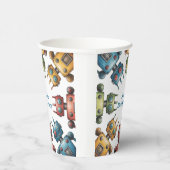 Colorful Retro Robots Boy Birthday Party Papieren Bekers (Rechts)