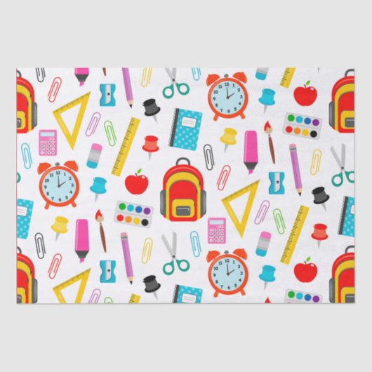 Colorful Retro School Supply Tissuepapier (Voorkant)