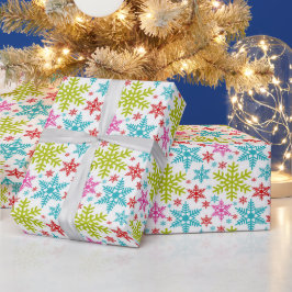 Colorful Retro Snowflakes Christmas Cadeaupapier