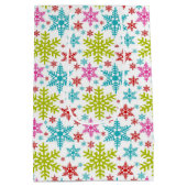 Colorful Retro Snowflakes Christmas Medium Cadeauzakje (Achterkant)