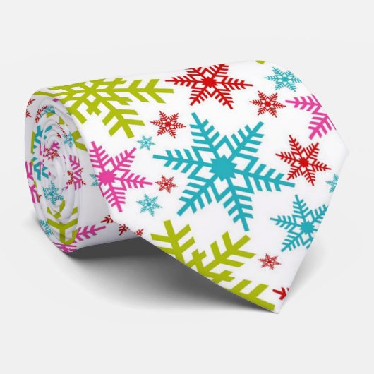 Colorful Retro Snowflakes Christmas Stropdas (Opgerold)