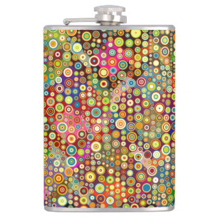 Colorful Retro Spots + jouw idee Heupfles
