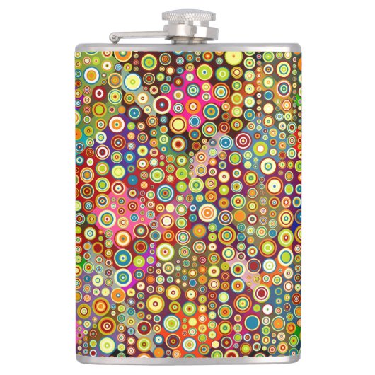 Colorful Retro Spots + jouw idee Heupfles (Voorkant)