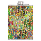 Colorful Retro Spots + jouw idee Heupfles (Achterkant)