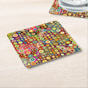 Colorful Retro Spots + jouw idee Kartonnen Onderzetters