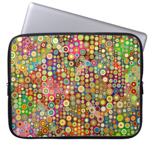 Colorful Retro Spots + jouw idee Laptop Sleeve