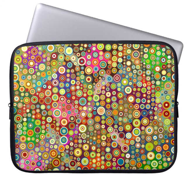 Colorful Retro Spots + jouw idee Laptop Sleeve (Voorkant)