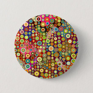 Colorful Retro Spots + jouw idee Ronde Button 5,7 Cm