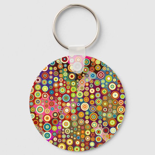 Colorful Retro Spots + jouw idee Sleutelhanger (Voorkant)