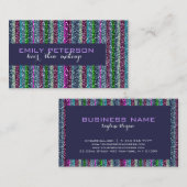 Colorful Retro Stripes Glitter Patroon Visitekaartje (Voorkant / Achterkant)