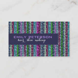 Colorful Retro Stripes Glitter Patroon Visitekaartje