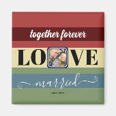 Colorful Retro Stripes Single Couple Photo Magnet (Voorkant)