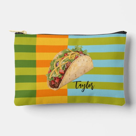 Colorful Retro Stripes Taco with Name Etui (Voorkant)