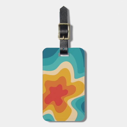 Colorful retro style swirl design bagagelabel (Voorkant verticaal)