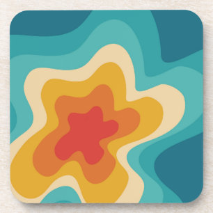 Colorful retro style swirl design bier onderzetter